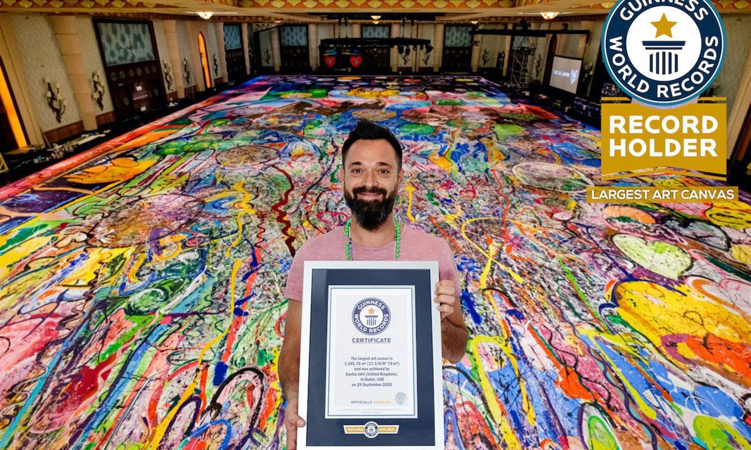 Painter Sasha Jefri sets a world record for the largest painting in Dubai